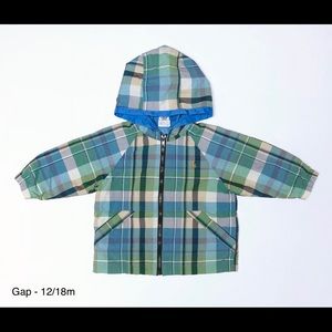 Gap Plaid Hooded Coat - 12/18m